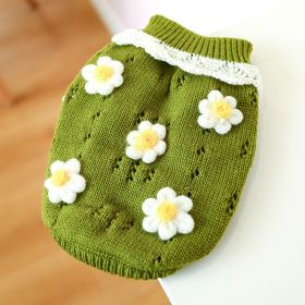 Pet Cats And Dogs Keep Warm And Comfortable Sweater (Option: Green-Flowers-XL)