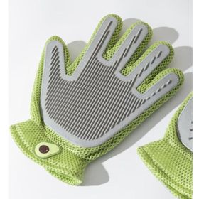 2-in-1 Pet Grooming Gloves & Brushes For Cats And Dogs High-Efficiency Hair Removal & Massage GlovesDouble-Sided Hair RemovalAnti-Scratch & Bite Prote (Option: Green)