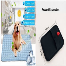 Pet Dog Cat Ice Silk Cold Nest Pad For Cooling In Summer (Option: Blue set-63x50cm)