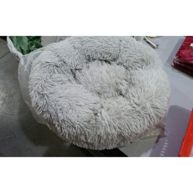 Dog Beds For Small Dogs Round Plush Cat Litter Kennel Pet Nest Mat Puppy Beds (Option: Light gray-100cm)