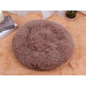 Dog Beds For Small Dogs Round Plush Cat Litter Kennel Pet Nest Mat Puppy Beds (Option: Light brow-100cm)