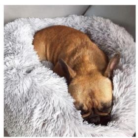 Dog Beds For Small Dogs Round Plush Cat Litter Kennel Pet Nest Mat Puppy Beds (Option: Good Grey-70cm)
