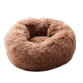 Dog Beds For Small Dogs Round Plush Cat Litter Kennel Pet Nest Mat Puppy Beds (Option: Good Coffee-120cm)