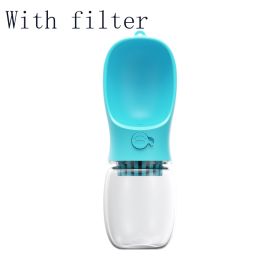 Pet Water Cup Outdoor Portable Water Bottle (Option: Blue With filter-350ML)