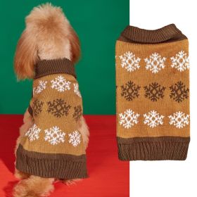 Snowflake Brown Gray Autumn And Winter New Dog Christmas Sweater (Option: Dark Brown-XXS)