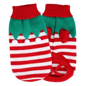 2 Patterns 4 Sizes Option-- 1Pc Pet Christmas Turtleneck Sweater Dog Cat Christmas Clothes Snowman Stripes Costume Winter Holiday Sweater For Small Me (Option: FurballXL)