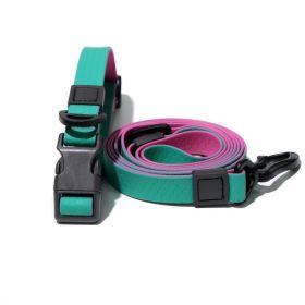 Honeycomb Embossed Dual-Color Pet Leash Set Is Stylish And Fashionable. The Embossed Surface Enhances The Leash's Grip, Preventing Slippage When Held. (Option: Greenpurpler-20mm)
