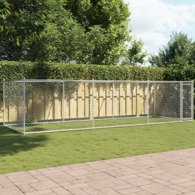 Dog Cage Grey Galvanized Steel Large Durable Dog Cage (Color: Grey)