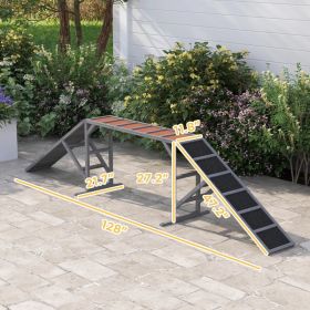 PawHut Dog Agility Equipment Ramp With Safety Bar, Non-slip Surface, For Walk And Pause Training, Gray (Option: Gray)