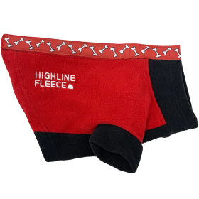 Highline Fleece Dog Coat (Color: Red and Black with Rolling Bones, size: Size 16)
