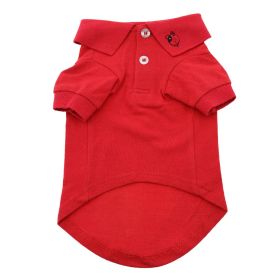 Solid Dog Polo (Color: Flame Scarlet Red, size: 2X-Large)
