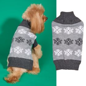 Snowflake Brown Gray Autumn And Winter New Dog Christmas Sweater (Option: Gray-XS)